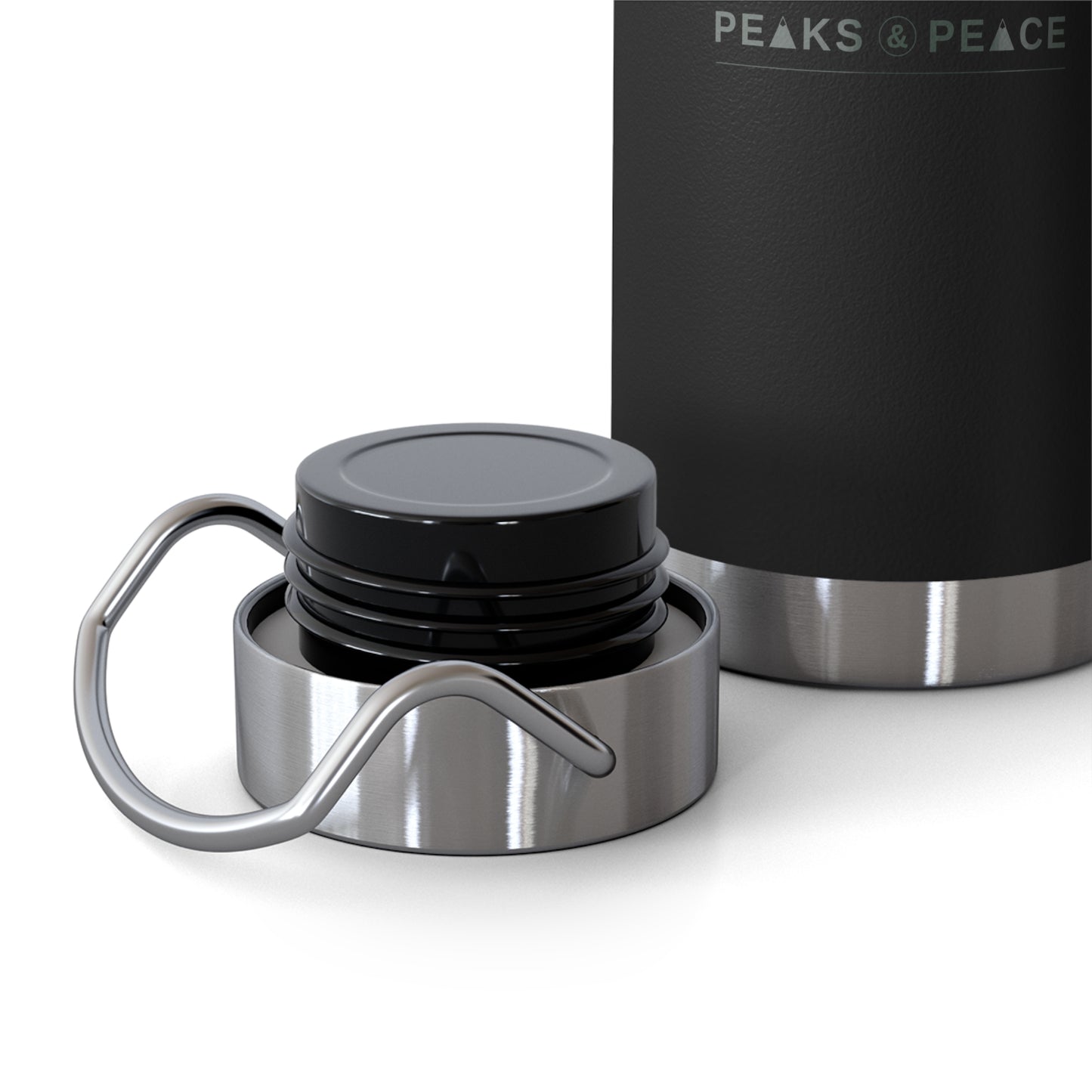 22oz Copper Vacuum Insulated Bottle — Mountain Peak Design, Keeps Drinks Hot & Cold