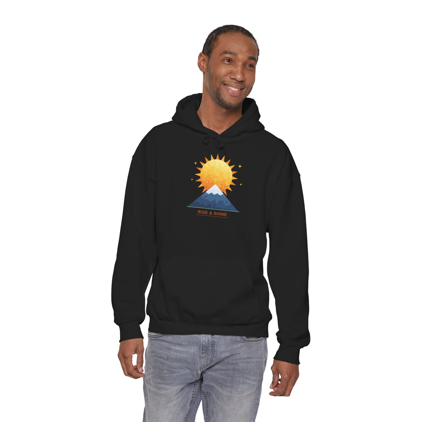 Sunrise Mountain Hoodie — Minimalist Nature Graphic Pullover