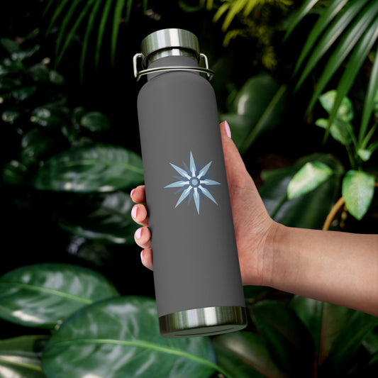 22oz Copper Vacuum Insulated Bottle - Starburst Design, Stainless Lid, Keeps Drinks Hot/Cold