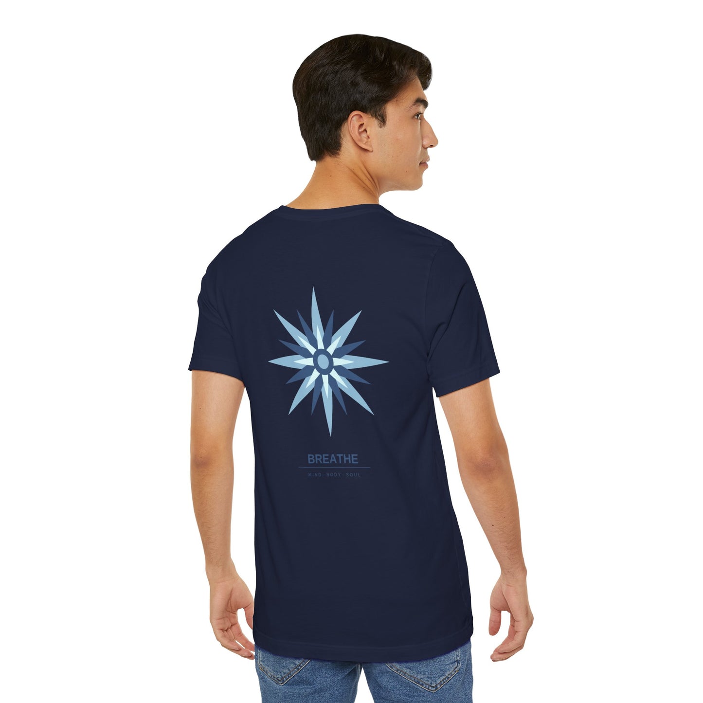 Breathe Compass T-Shirt — Calming Blue Lotus Graphic T-Shirt