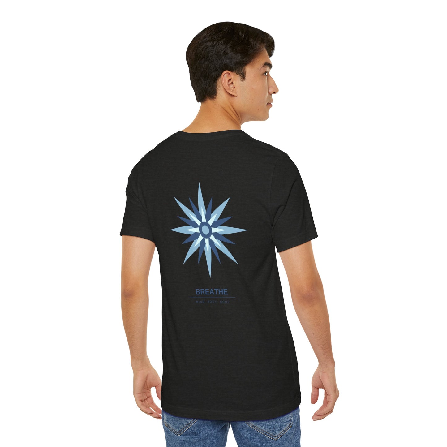 Breathe Compass T-Shirt — Calming Blue Lotus Graphic T-Shirt