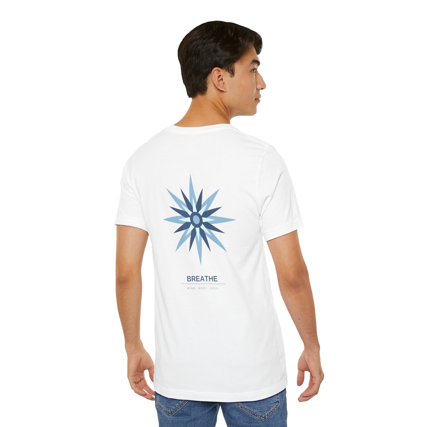 Breathe Compass T-Shirt — Calming Blue Lotus Graphic T-Shirt
