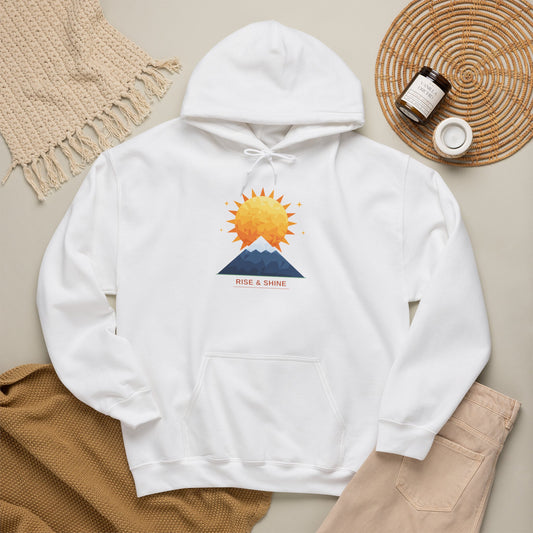 Sunrise Mountain Hoodie — Minimalist Nature Graphic Pullover