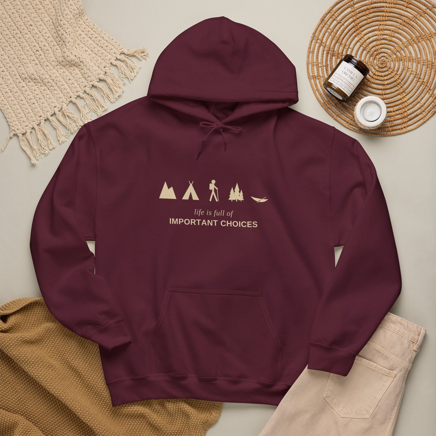 “Life is Full of Important Choices” Minimal Adventure Pullover Hoodie