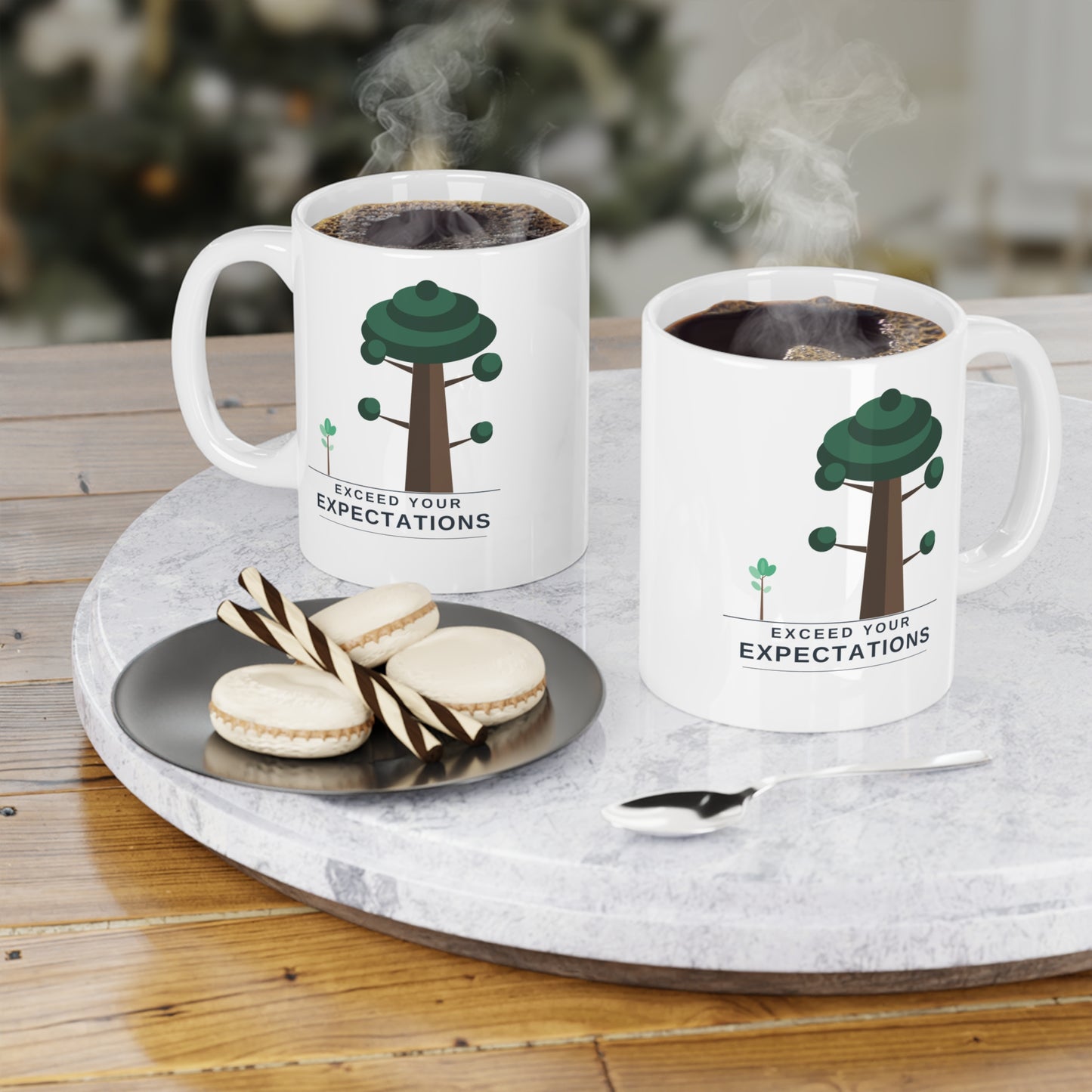 Sequoia Ceramic Mug — “Exceed Your Expectations” Inspirational Mug (11oz)