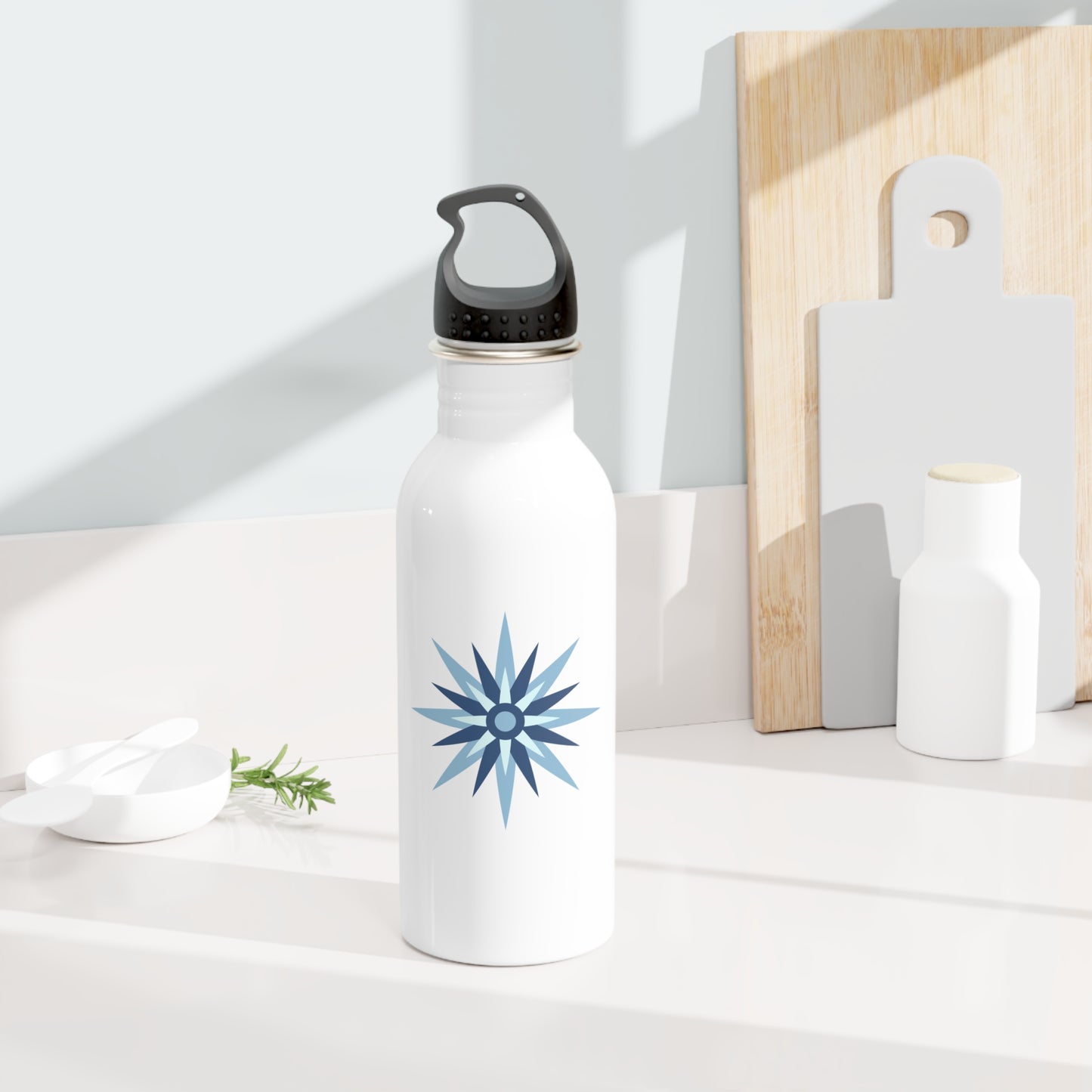 Nautical Blue Compass Rose Stainless Steel Water Bottle