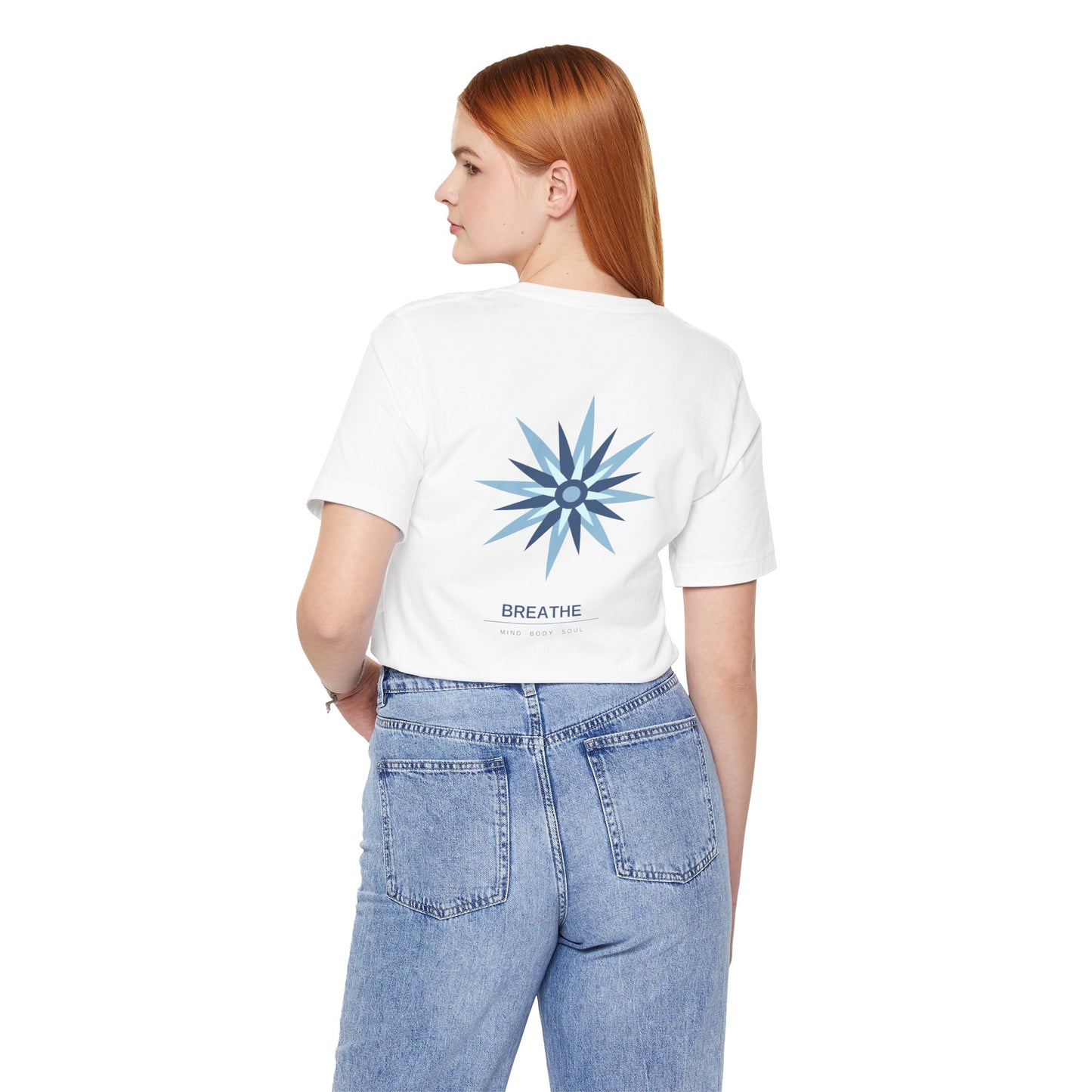 Breathe Compass T-Shirt — Calming Blue Lotus Graphic T-Shirt