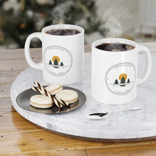 Ceramic Mug — Rooted & Rising: Flowing & Free Nature Coffee Cup (11oz)