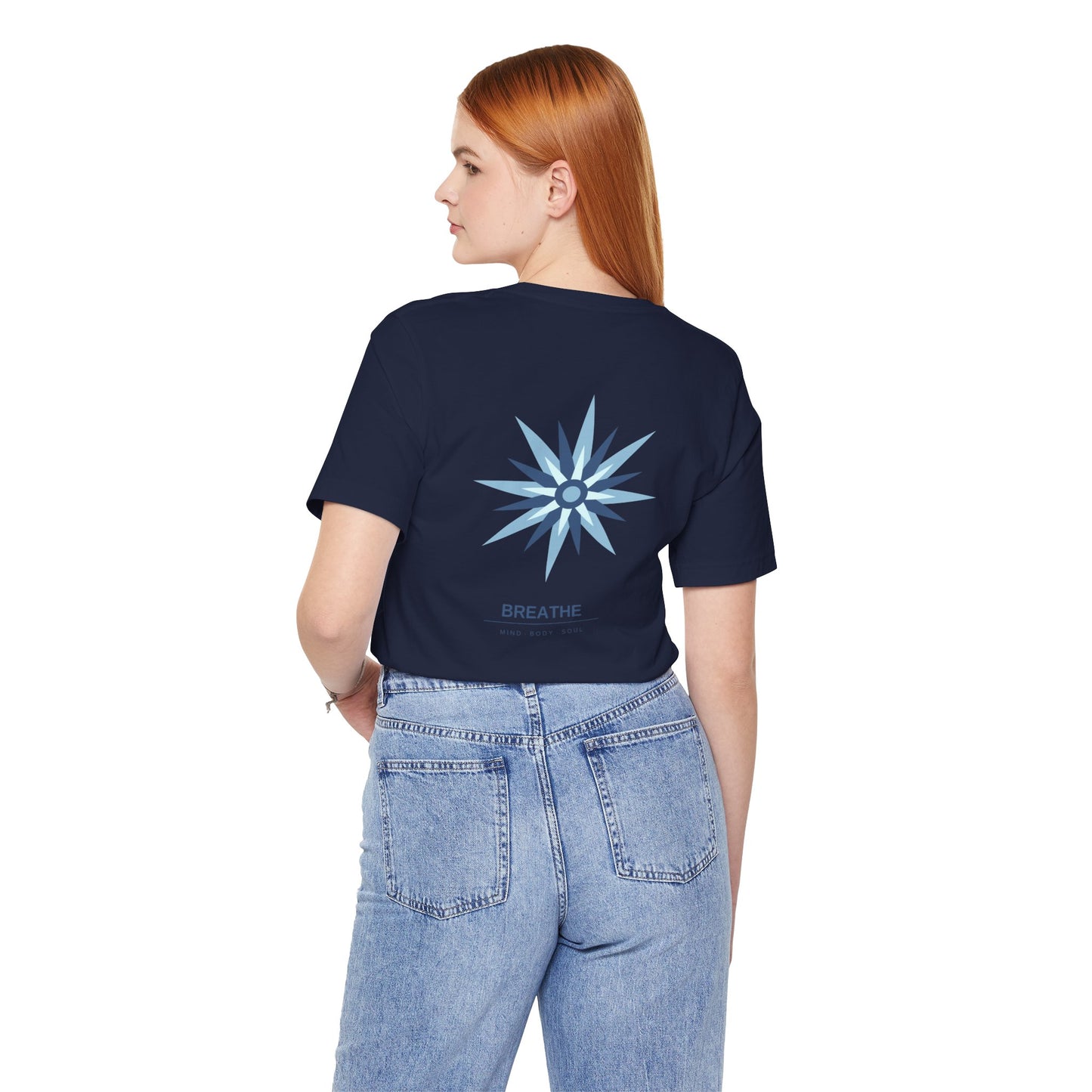 Breathe Compass T-Shirt — Calming Blue Lotus Graphic T-Shirt