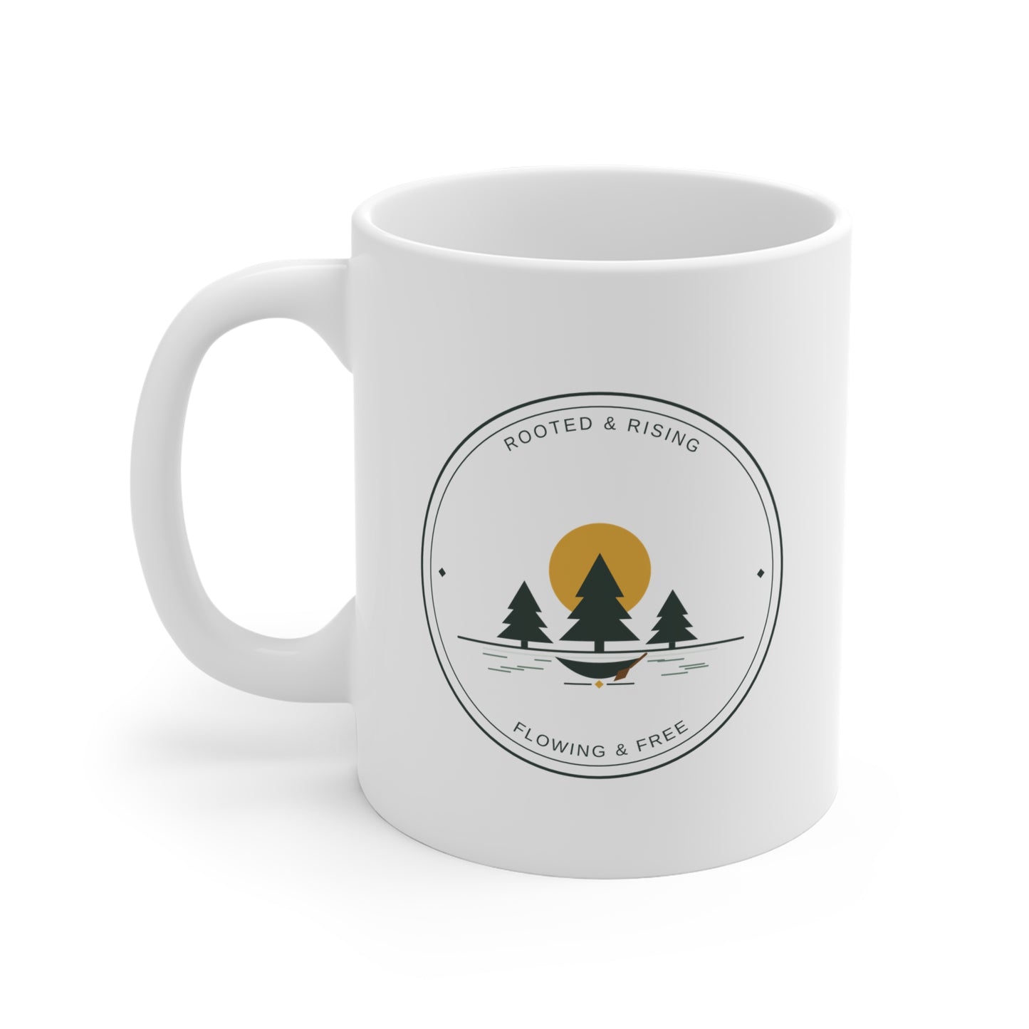 Ceramic Mug — Rooted & Rising: Flowing & Free Nature Coffee Cup (11oz)