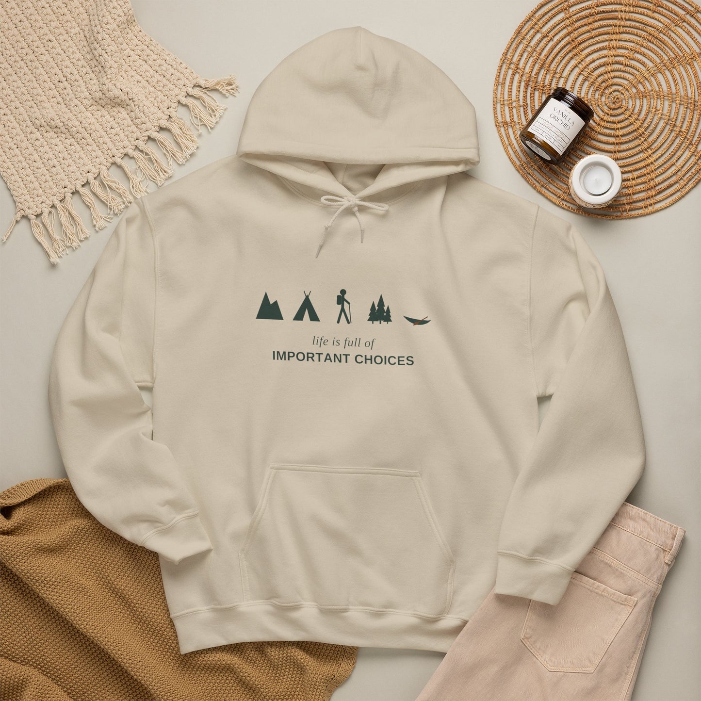 “Life is Full of Important Choices” Minimal Adventure Pullover Hoodie
