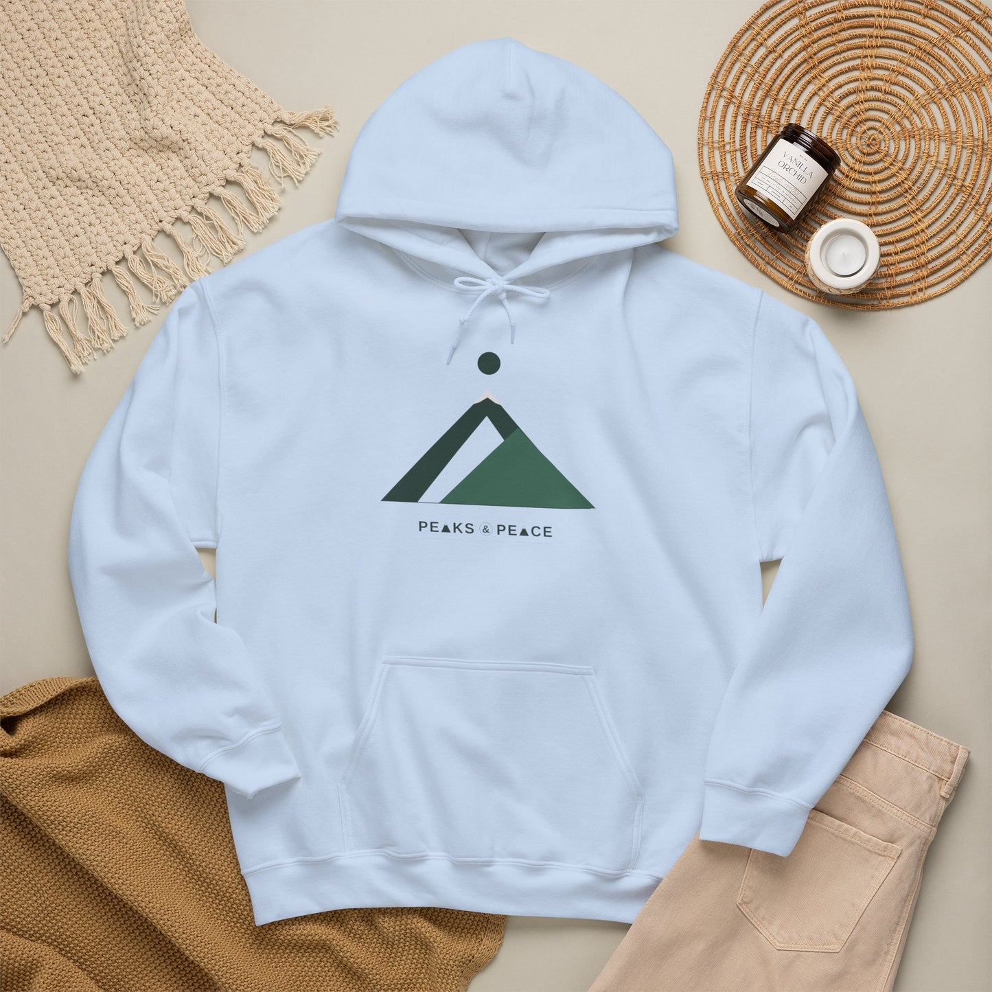 Hoodie — Minimal Mountain Logo "Peaks & Peace"