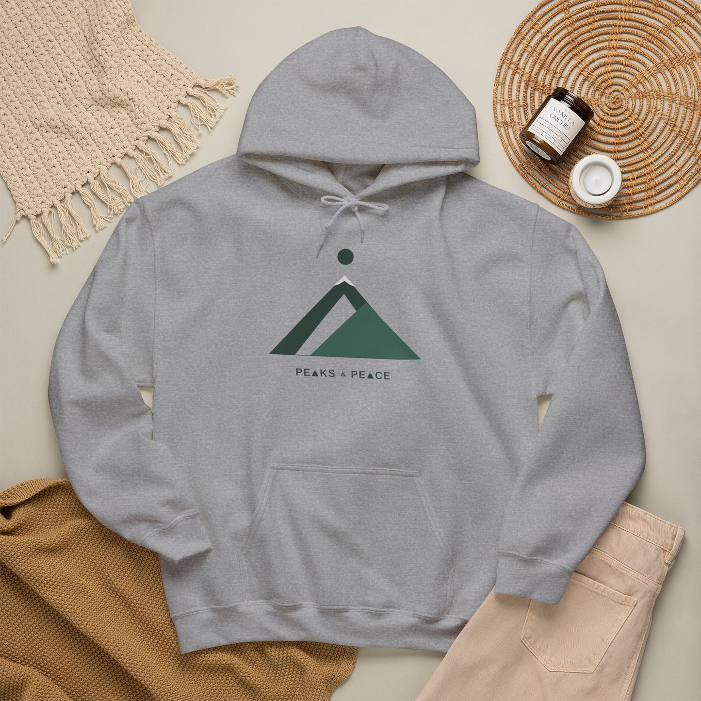 Hoodie — Minimal Mountain Logo "Peaks & Peace"
