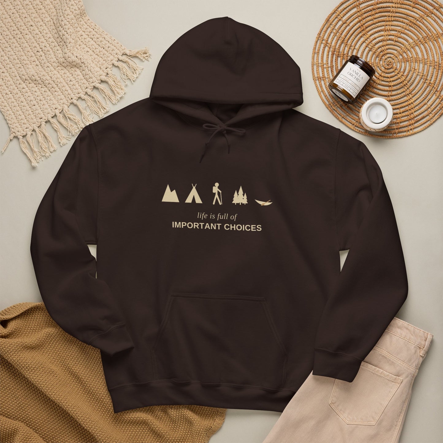 “Life is Full of Important Choices” Minimal Adventure Pullover Hoodie