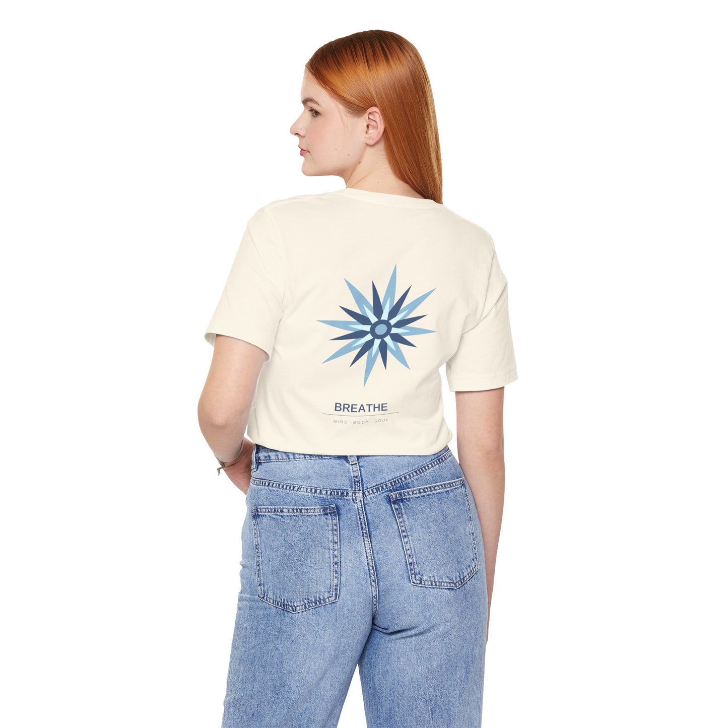 Breathe Compass T-Shirt — Calming Blue Lotus Graphic T-Shirt