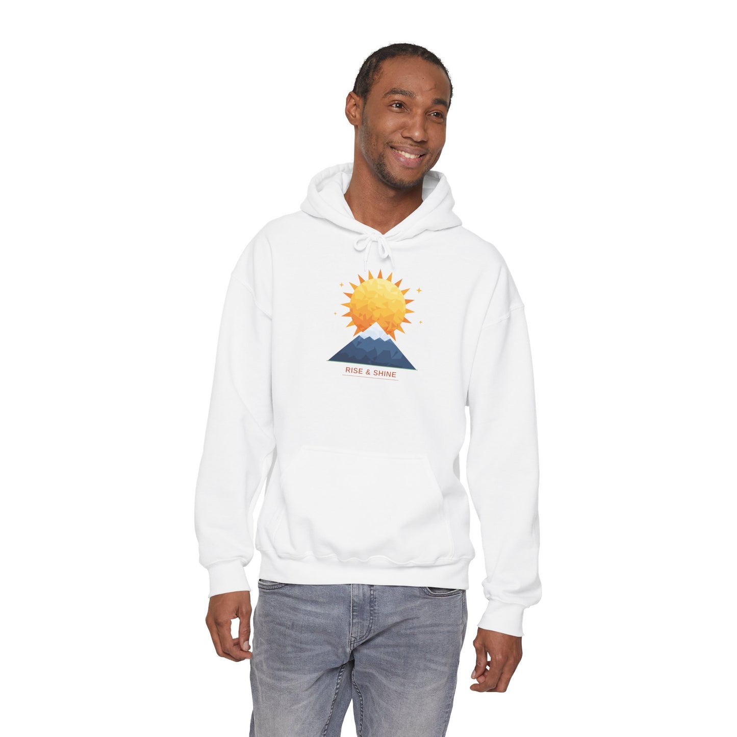 Sunrise Mountain Hoodie — Minimalist Nature Graphic Pullover
