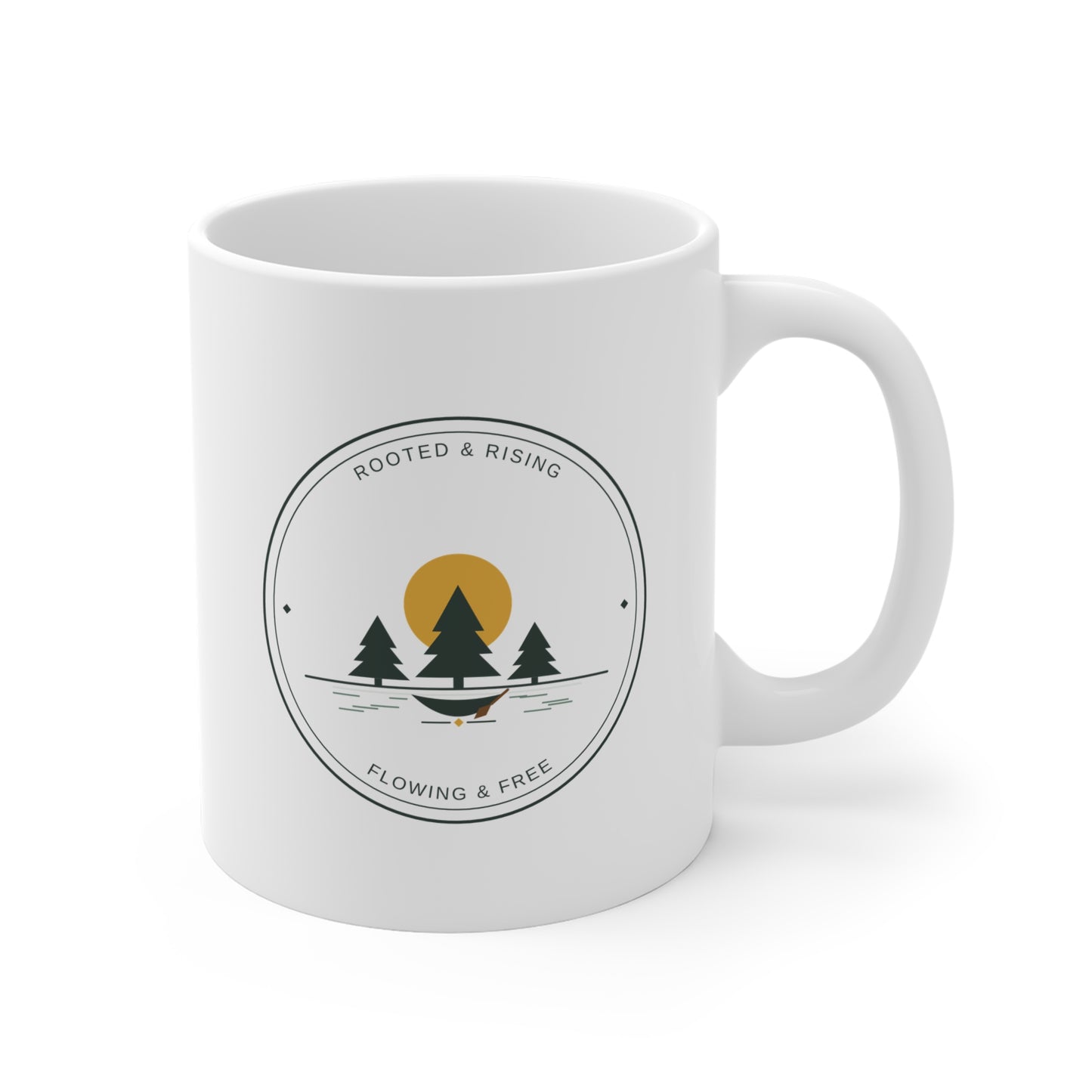 Ceramic Mug — Rooted & Rising: Flowing & Free Nature Coffee Cup (11oz)