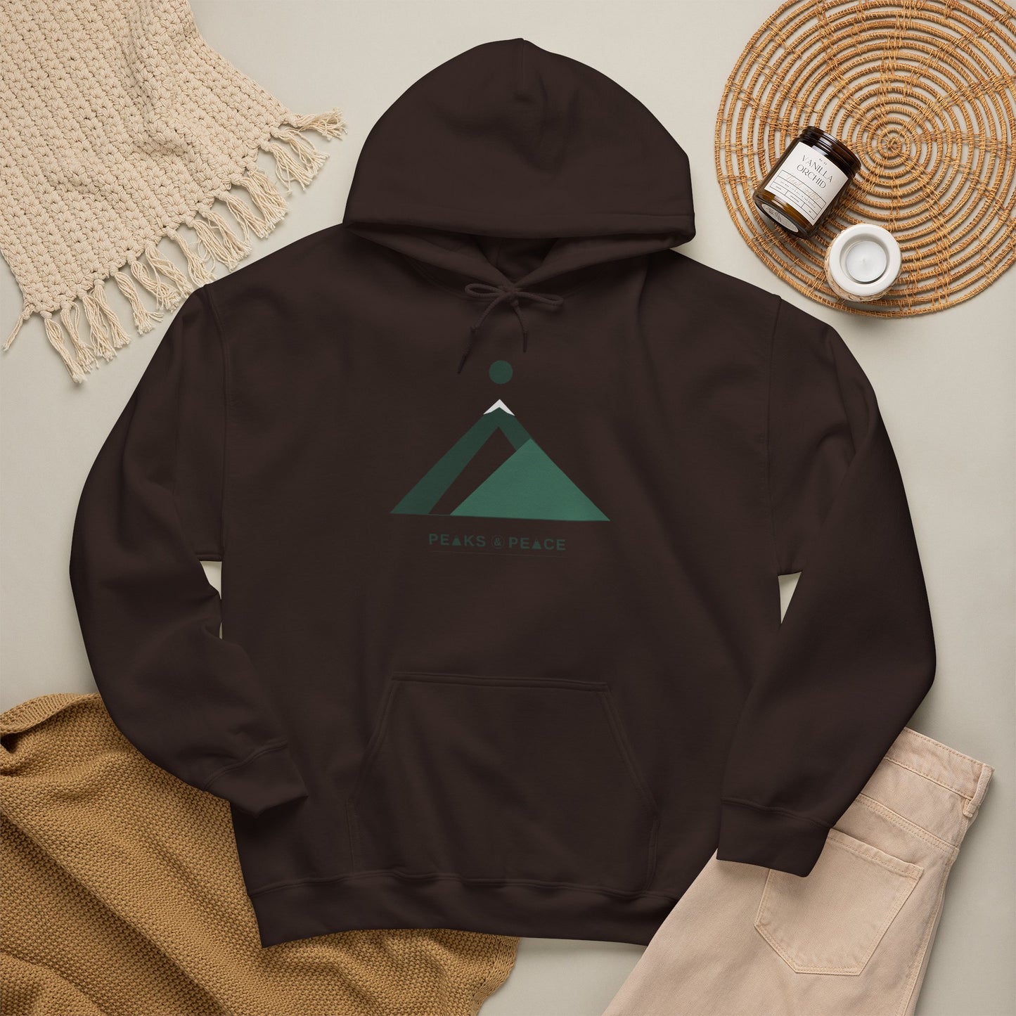 Hoodie — Minimal Mountain Logo "Peaks & Peace"
