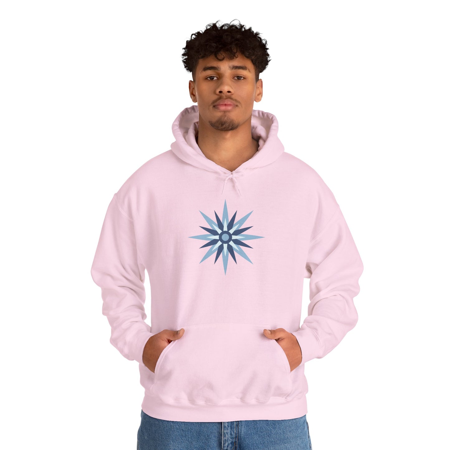 Blue Compass Star Hoodie — Minimalist Nautical Graphic Pullover