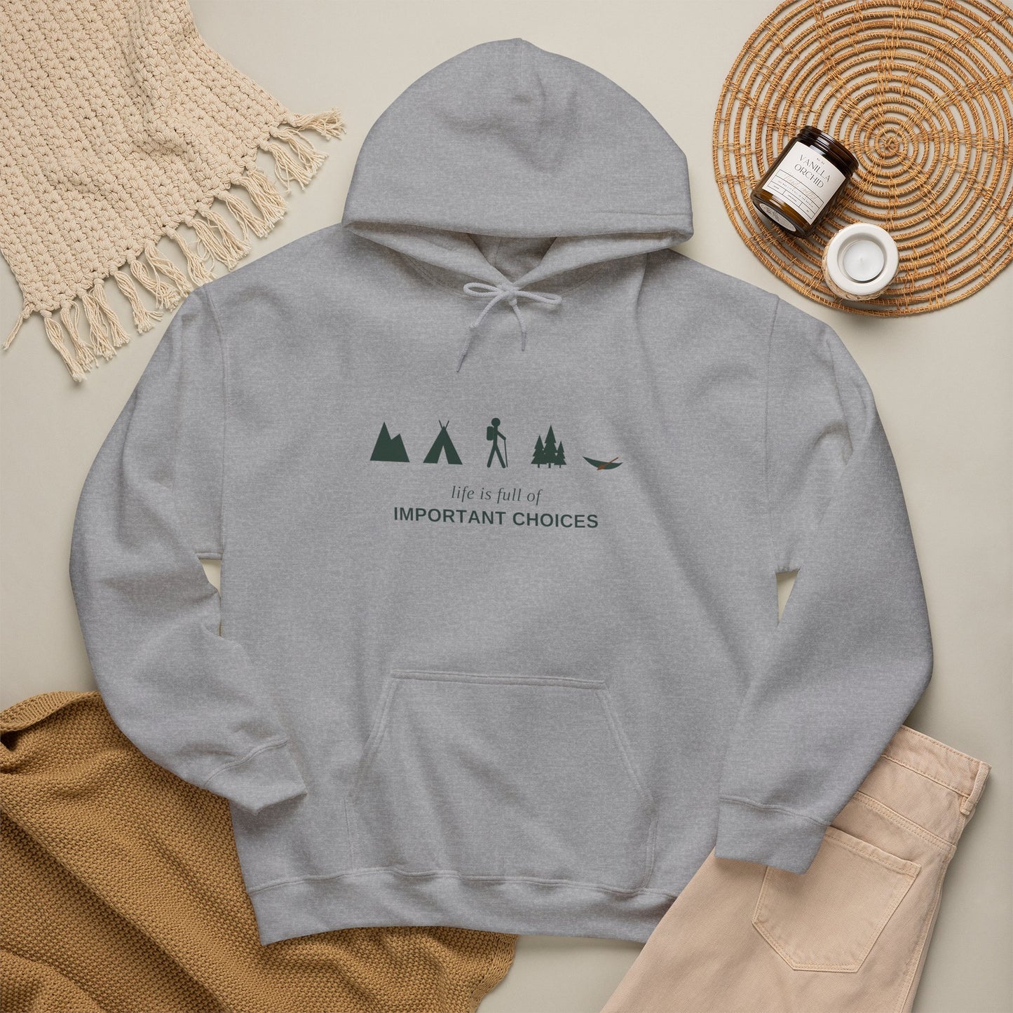 “Life is Full of Important Choices” Minimal Adventure Pullover Hoodie