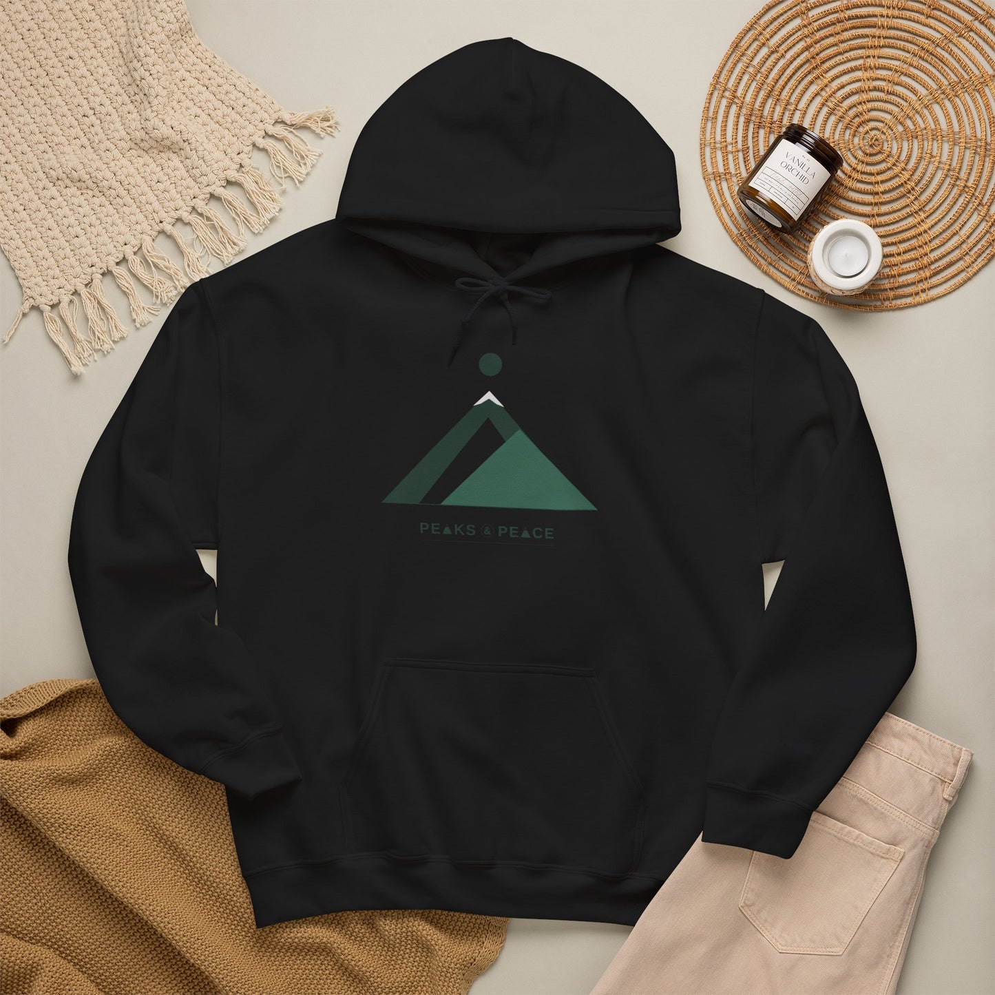 Hoodie — Minimal Mountain Logo "Peaks & Peace"