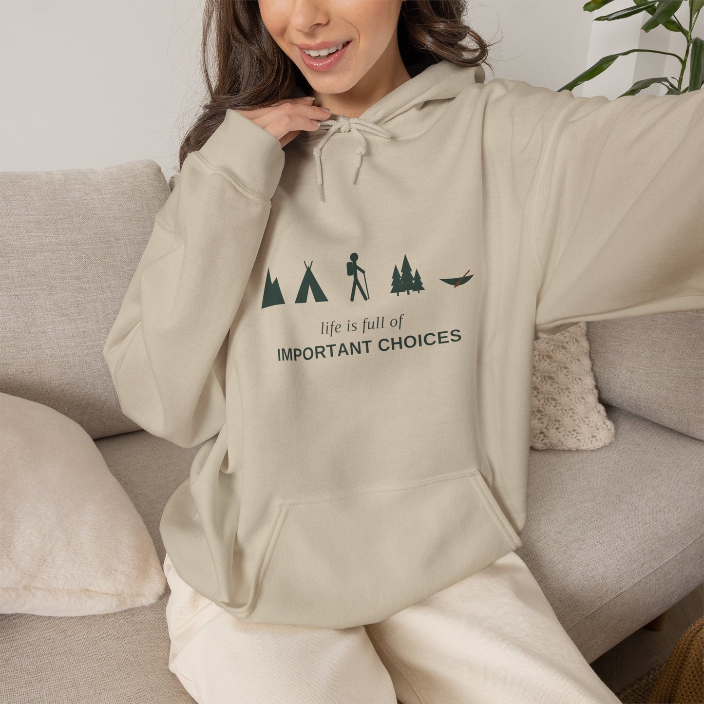 “Life is Full of Important Choices” Minimal Adventure Pullover Hoodie