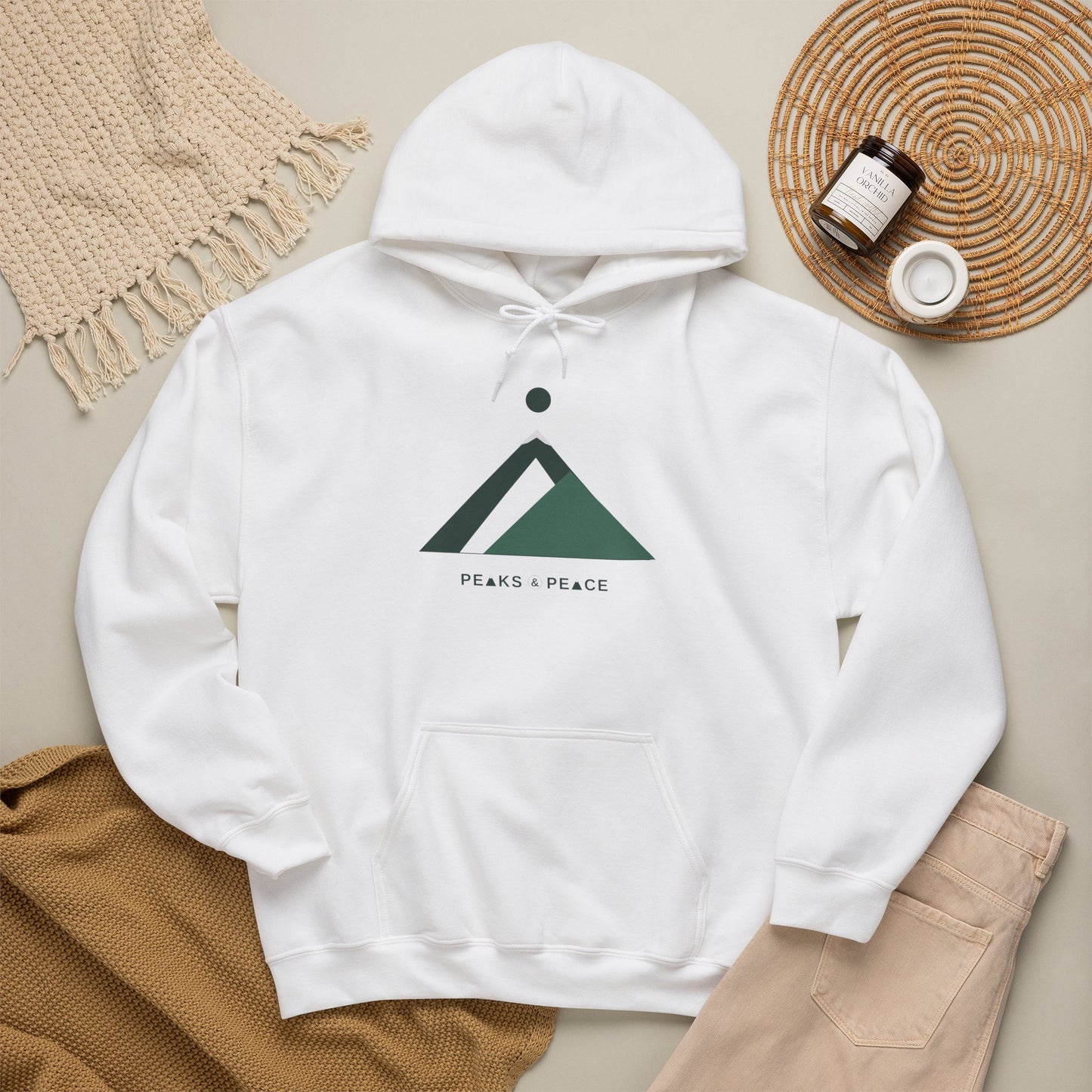 Hoodie — Minimal Mountain Logo "Peaks & Peace"