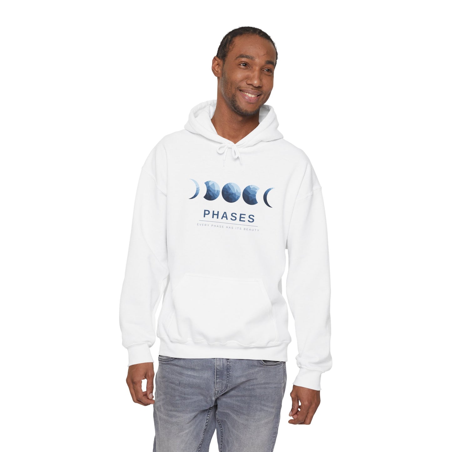 Moon Phases Hoodie — Watercolor Lunar Cycle Pullover