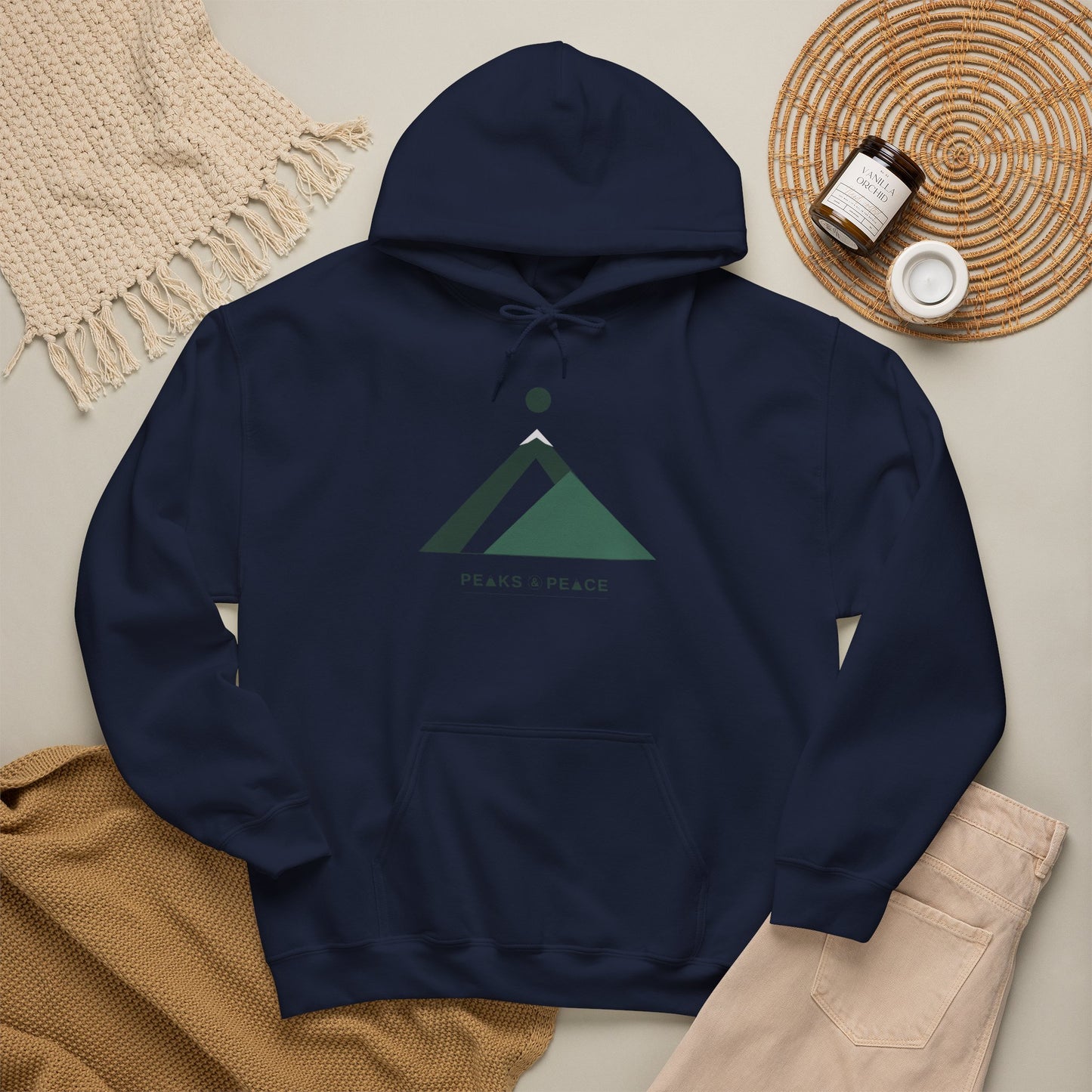 Hoodie — Minimal Mountain Logo "Peaks & Peace"