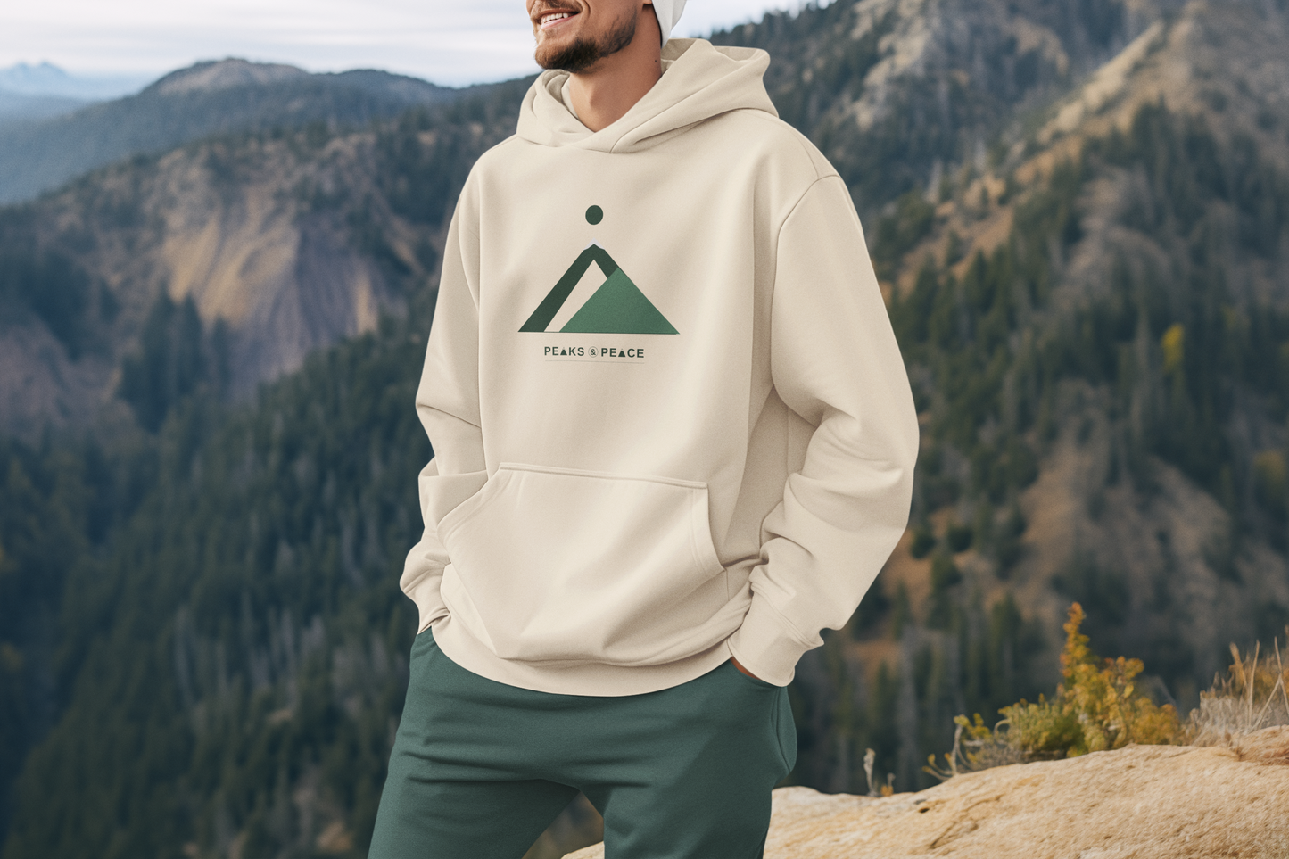 Hoodie — Minimal Mountain Logo "Peaks & Peace"